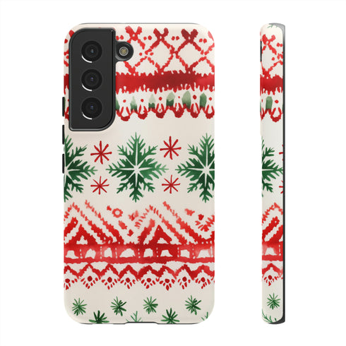 Watercolor Study of Christmas Patterns - Impact Resistant Phone Case Samsung Galaxy S22 Matte